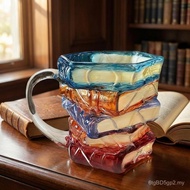 3D Painted Book Stack Glass Coffee Mug, 12 oz Colorful Heat-Resistant Cup, Christmas & Holiday Gifts