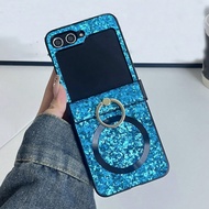 เคสแหวนหัวพับประกายวาววับ เข้ากับ Samsung Galaxy Z Flip6 ZFlip 5 Z Flip 3 4 5 6 ขาตั้ง 2 ใน 1 ฝาปิดก