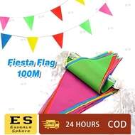 100M Colorful Triangle Flags Fiesta Flag Fabric Bunting Flags for Birthday Party Banner Decor