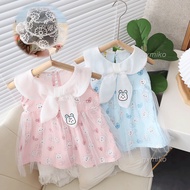 1 Year Old Baby Girl Dress for Summer Sleeveless Mesh Cute Rabbit Print Dresses for Kid Girl 1 2 3 4 Years Old Birthday Wedding Party Fashion Sweet Photo Shoot Dresses