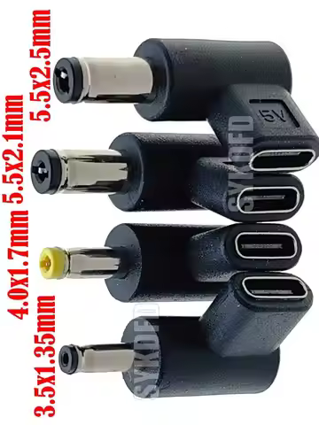 DC Power Connector Universal 5V TypeC to DC 3.5x1.35mm/4.0x1.7mm/ 5.5x2.1mm/5.5x2.5mm Male Jack Plug