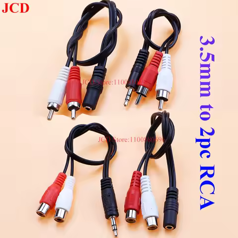 1PC 3.5mm Jack Aux to 2 RCA Audio Video Cable Stereo Y Splitter Cable AV Adapter 2RCA Cord Wire For 