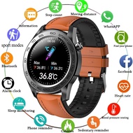 สมาร์ทวอทช์ นาฬิกาสมาร์ท Full Touch Smart Watch Men GPS Track Recording Sport Fitness Tracker Temperature Monitor Heart Rate Smartwatch For Huawei Xiaomiสมาร์ทวอทช์ นาฬิกาสมาร์ท Black Leather