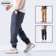Fashion Vintage Thick Cropped Cargo Pants Men Casual Simple Slim Fit Plain Jogger Pants