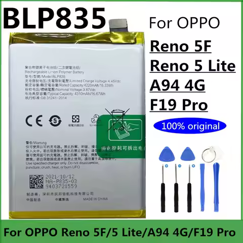 New Original BLP835 4310mAh Phone Battery for OPPO Reno 5F / Reno 5 Lite / Reno5 F / Reno5 Lite / A9