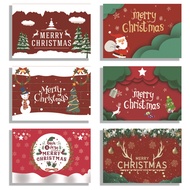 12pcs/set 2024 Christmas Greeting Cards Folding Xmas Gift Card with Envelope Christmas Card Postcard Holiday Festival Blessing Cards