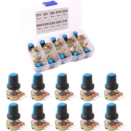 FULARR 10Pcs Premium Linear Rotary Taper Potentiometer, Adjustable 3 Terminal Rotary Potentiometer w