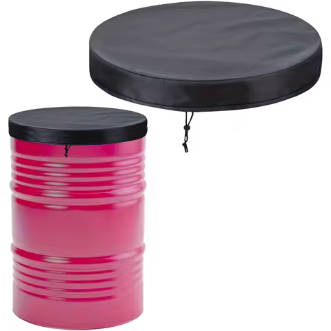 Drum Container Cover for 55 Gallon Black 210D Oxford Cloth Waterproof Windproof Dust Resistant Outdo