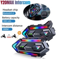 Y20MAX Wireless Motorcycle Helmet Intercom Bluetooth Headset IPX6 Waterproof RGB Light