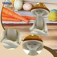 [Hellery] Statue Resin Sculpture Cute Meditation Mushroom Statue Small Ornament for