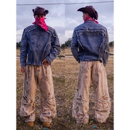 Special Super Thick Wide Leg Jeans Ripped Washed Unique Beige Unisex Form Baggy Streetwear Y2K M.I.O