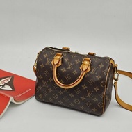 Louis Vuitton LV 新款 老花字紋 speedy 25公分二用波士頓包/手提包/斜背包