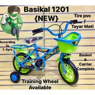 ✅ SIAP PASANG COD basikal budak 4 Wheels Kids Bicycle With Basket Basikal Kanak Kids Bicycle 1201