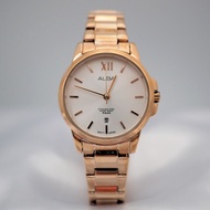 ALBA Japan นาฬิกาผู้หญิง รุ่น AH7L98X1 เรือนพิ้งโกลด์ หน้าปัดสีขาว ( Quartz )