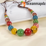 OCEANMAPDZ Ceramics Beaded Necklace, Simple Choker Colored Beads Necklace, Unique Vacation Ornaments