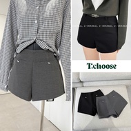 High-waisted wide-leg felt shorts, Shorts dog tag 8872 TCHOOSE
