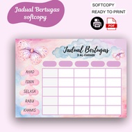 SOFTCOPY JADUAL BERTUGAS KELAS PDF HIASAN DEKORASI KELAS TEMA PURPLE