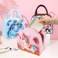 Cartoon Insulated Lunch Box Bag Handheld Bento Bag 3D Lunch Insulation Bag Aluminum Foil Thick Lunch Box Bag Cute unicorn for kids