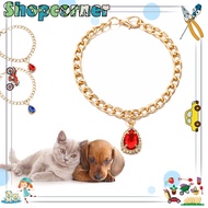 Adjustable Kalung Kucing Lucu Kalung Rantai Leher Bahan Metal Hias Kristal Untuk Pesta Ulang Tahun