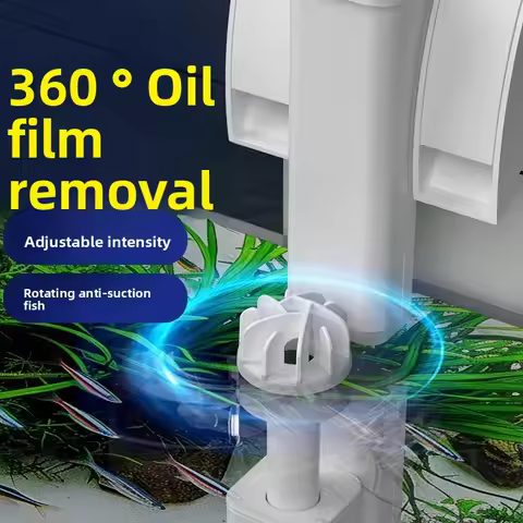 Elephant-Trunk Style HOB Aquarium Filter, 3-in-1 Quiet Surface Skimmer, Oil Film Removal Circulation