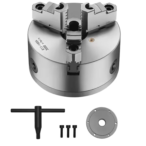 SucceBuy Lathe Chuck 3-Jaw / 4-Jaw / 6-Jaw Self-Centering Chuck & Threaded Backing Plate, T-wrench S
