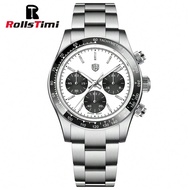 นาฬิกาผู้ชาย Rolls Timi Panda Dial ญี่ปุ่น VK63 Quartz Chronograph มีระบบ Luminous สแตนเลสกันน้ำ Sap