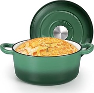 HaSteeL 3 QT Cast Iron Enamel Dutch Oven (Bamboo)