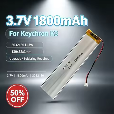 3032130 3.7V 1800mAh Li-Po Battery for Keychron K3 Keyboard Replacement Rechargeable 130x32x3mm