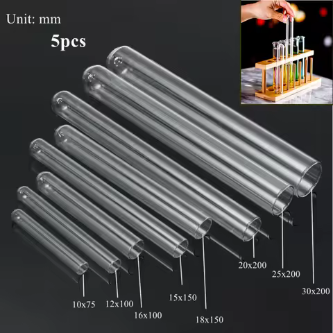 5pcs Glass Test Tube BorosilicateGlass High Temperature Resistance Laboratory Chemistry Equipment U-