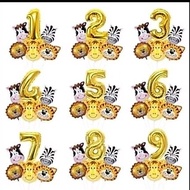 GOLD NUMBER PACKAGE + 5 ANIMAL HEAD BALLOONS Foil Balloon