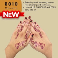 Sticker Henna White Waterproof Minimalist Design Sticker White Henna Sticker Maroon Henna