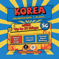 Korea eSlM 3-30 Days Daily 1GB/2GB/3GB/4GB Unlimited 4G Data Instant 24h Email Delivery High Speed D
