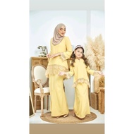 baju kurung lace Alaina baju kurung lace ibu dan anak yellow soft yellow light yellow