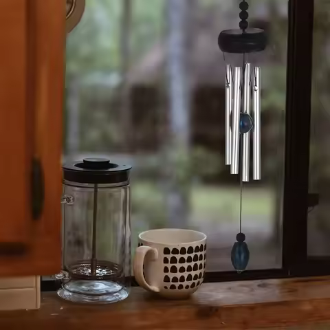 Mini Solid Wood Solid Aluminum Bar Metal Wind Chimes Small Fresh Home Decoration Pendant Door Decora