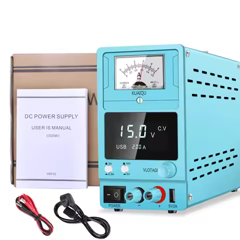 12V 15V 3A Linear DC Power Supply Adjustable Pointer Analog Digital Display Transformer Lab Source L