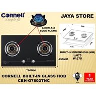 Cornell Built-In Glass Hob / Gas Stove with Powerful Flames CBH-G7802TNC (7.6kW Blue Flame)