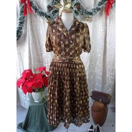 HOANG HUONG BOUTIQUE liquidation - bymo shirt collar flared pleated dress - SIZE M