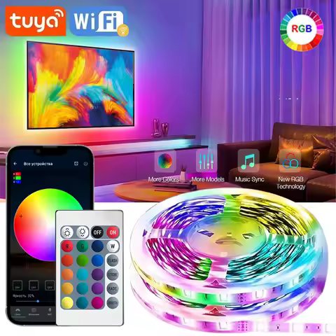 RGB LED Strip Lights SMD5050 Tuya WIFI APP Control Music Sync 1M-30M LED Lights TV Backlight Work in