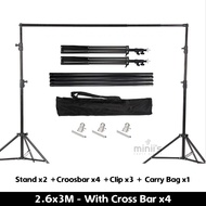 Miniis 2.6x3m / 2x2m Adjustable Background Banner Support Stand Photo Backdrop Photography Kit