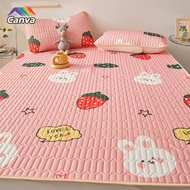 Cartoon Ice Silk Latex Mattress Protector Pad Soft Tatami Bed Mat Anti-slip Waterproof Bed Pad Floor Mat Air Conditioner Bed Mat Feel Cool Super Single Double Queen King Size