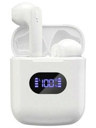 無綫耳塞藍牙 5.3 耳機播放立體聲 40 小時電池壽命 LED 電量顯示耳塞帶無綫充電盒 IPX7 防水耳塞帶麥克風適合工作健身運動，白色