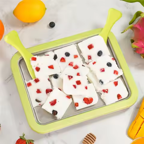 A60T Effortless Stainless Steel Freeze Yogurt Maker, Instant Rolling Ice Yogurt Machine With 2 Spatu