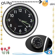 OLINI 1Pc Stick on, Mini Blue Dashboard Car Clock, Car Assessories Parts Round Black White Assessori