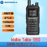 Motorola 380 two way radio walkie talkie long range 10KM station high-power 10W waterproof UV full frequency double stage Marine hand-held high frequency outdoor camping self-drive 999 channels high-capacity 5500mAh Suitable for outdoor/hotel/school