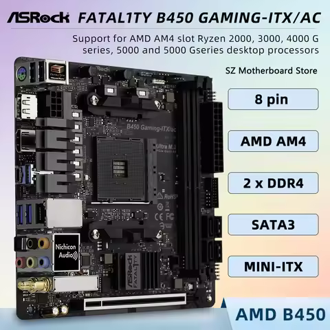 B450 GAMING-ITX/AC ASROCK AMD B450 Motherboard Mini-ITX For AM4 CPU SLOT AMD Ryzen 5600X 3600 5600G 