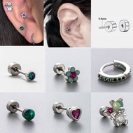 1 Piece 20Gauge Flower Heart Opal Stainless Steel Flat Back Earring Lobe Pinna Helix Piercing Hoop E