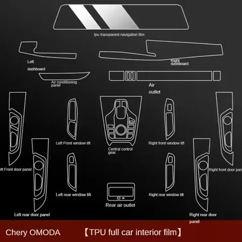 For Chery OMODA A5/C5 2022-2024 Anti-scratch Car Interior Film Dashboard piano board Shift Center Co