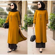Tunik Muslim Polos Inara Crinkle Ukuran MLXLXXL Jumbo Kekinian Long Tunik Polos Inara Bahan Crinkle