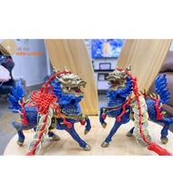 Pair of feng shui bronze decorative dragon horses LxWxH: 13x6x14cm, weighing about 1.1kg/pair (Free 
