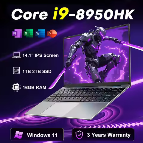 Portable Gaming Laptop Computer Intel Core i9 8950HK N5095A 14.1" Notebook 16GB DDR4 1TB 2TB SSD Win